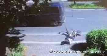 Shocking moment cyclist left lying in the street after van overtakes him
