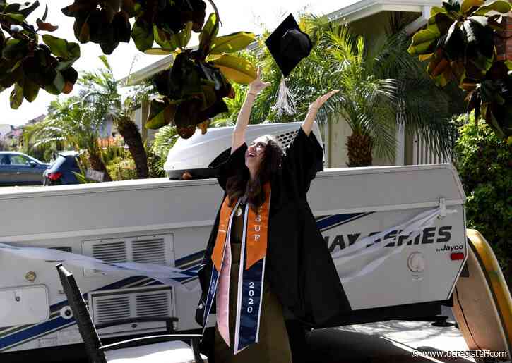 Long Beach woman graduates from Cal State Fullerton on her front lawn