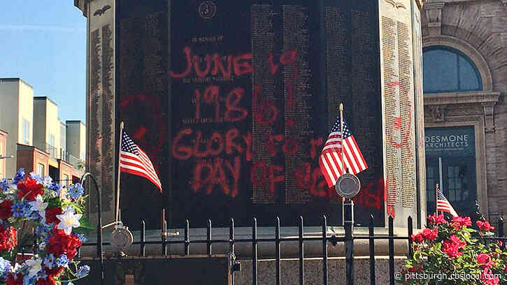 War Memorial In Lawrenceville Vandalized With Spray Paint
