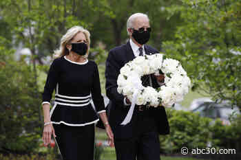 Joe Biden makes 1st in-person appearance in more than 2 months, lays wreath at veterans park