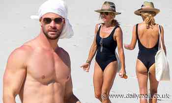 Chris Hemsworth and Elsa Pataky show off their incredible bodies at the beach with their kids - Daily Mail