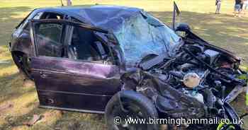 Car careers off road and flips several times in park