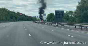 Live updates - M6 closed after car and lorry catch fire