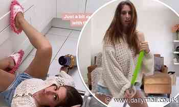 Stacey Solomon dances around with a mop as she cleans her house in hilarious video