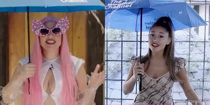 Lady Gaga & Ariana Grande Are the 'Chromatica Weather Girls' in Funny Skit Promoting 'Rain on Me' - Watch!