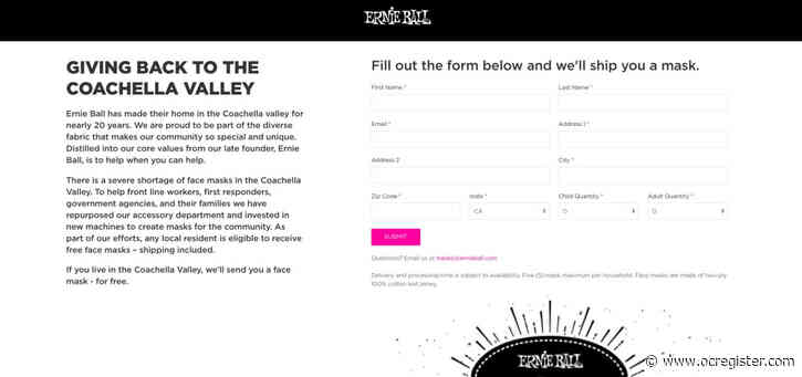 Guitar string maker Ernie Ball offers free face masks to Coachella Valley residents
