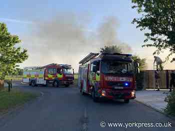Fire crews tackle large blaze close to a main York road