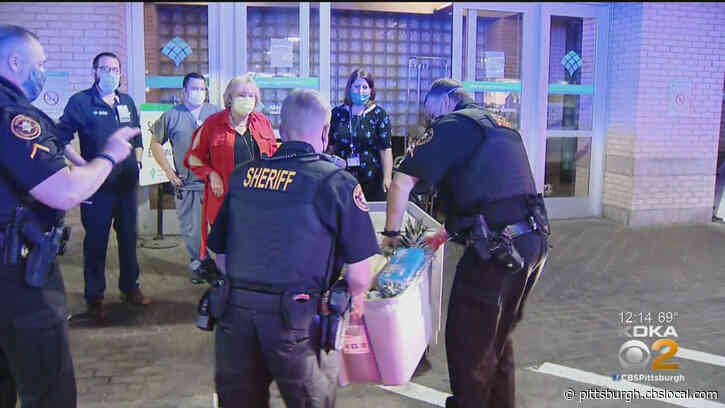 From One Frontline Worker To Another: Allegheny Co. Sheriff’s Deputies Deliver Fruit Baskets To Medical Workers