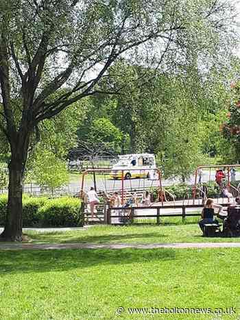 Parents flout lockdown rules letting kids play on swings in Moss Bank Park