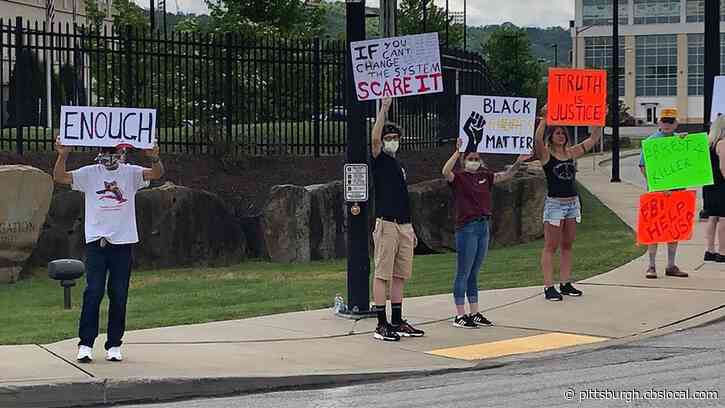 Local Family Protests The Death Of George Floyd Outside FBI Pittsburgh Field Office