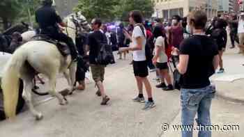 Video shows mounted patrol officer trample protester in downtown Houston
