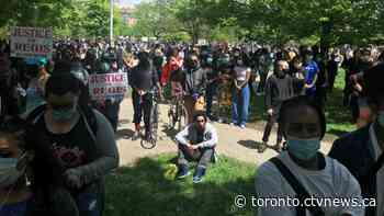 Hundreds rally in Toronto against anti-black racism after woman falls from balcony