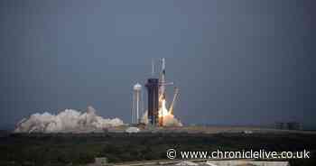 SpaceX and NASA launch rocket and two astronauts into space