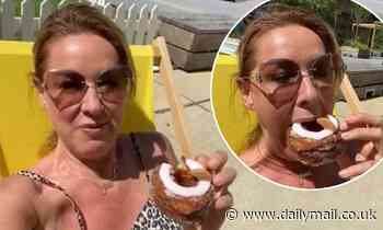 Claire Sweeney, 49, reveals she gained 5lb in ONE week as she videos herself indulging in a cronut