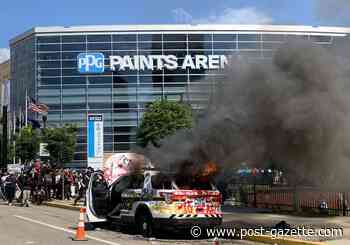 Police vehicle set ablaze during Pittsburgh protests