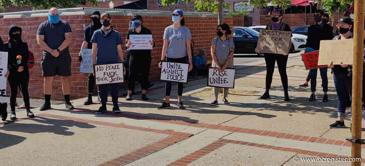 Crowd peaceful at protest over George Floyd’s death in downtown Fullerton