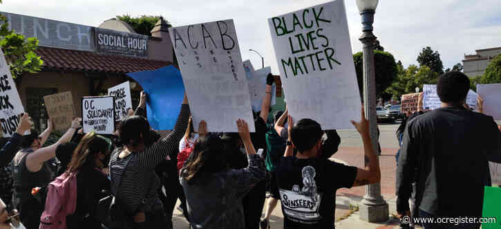Crowd mostly peaceful at protest over George Floyd’s death in downtown Fullerton