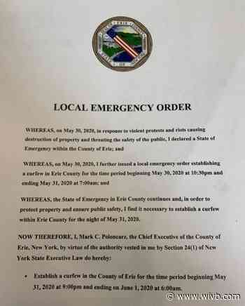 County-wide curfew in effect in Erie County tonight
