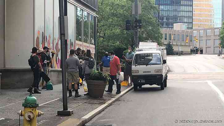 ‘Someone’s Got To Fix This’: Volunteers Clean Up Downtown Pittsburgh After George Floyd Protest