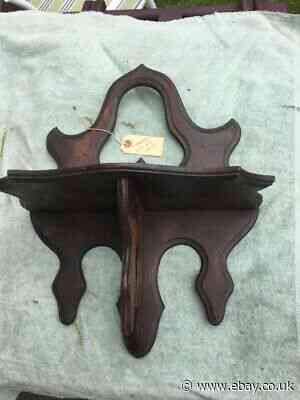 Antique Victorian Carved Walnut Wood Wall Shelf Clock Holder Dated 1871