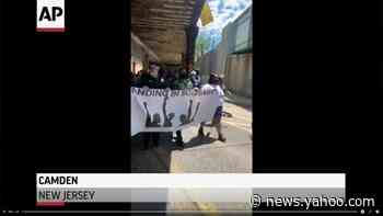 NJ police join front line of Floyd protests