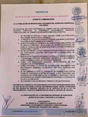 Confirman primer caso de Covid en Magdalena Tequisistlán y toman medidas urgentes - TV BUS Canal de comunicación urbana