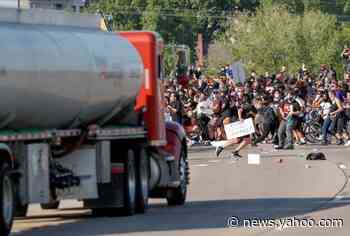 George Floyd protests: Fuel truck drives at crowd of protesters on Minneapolis highway