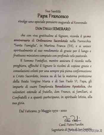 Martina Franca: 50 anni fa l'ordinazione, a don Diego Semeraro l'augurio del papa - Noi Notizie. - Noi Notizie