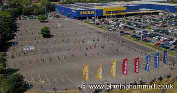 Drone shows extent of huge Ikea queue as store reopens