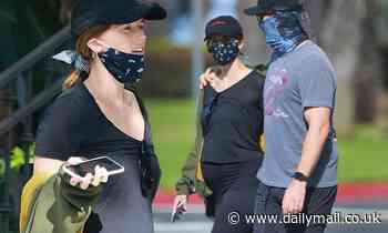 Chris Pratt and pregnant Katherine Schwarzenegger stay close during masked stroll in Santa Monica