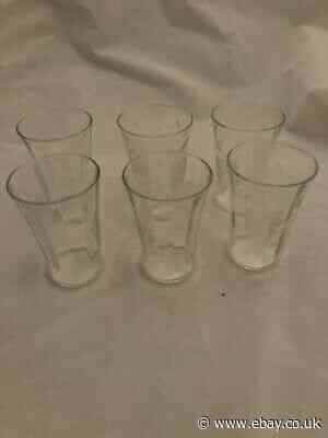 Set Of Six Old Wine Glasses Excellent Condition Beveled And Dimple Design