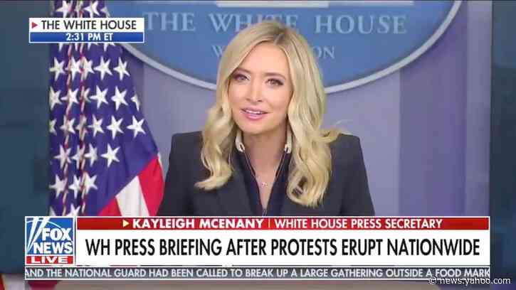 Kayleigh McEnany Insists Trump’s Not ‘Hiding’ While Speaking for Him