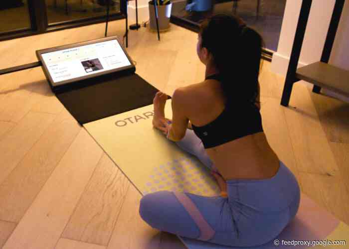 OTARI interactive fitness workout mat with HD screen and top instructors
