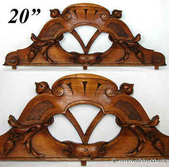 Antique French Carved Walnut 19.75" Furniture, Architectural Cornice, Salvage
