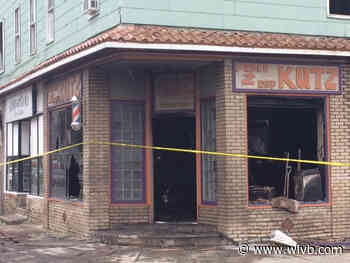 Crews battle fire at barber shop at corner of Massachusetts and Chenango in Buffalo