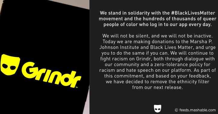 Grindr has removed its controversial ethnicity filters