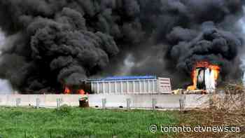 Fiery crash on Highway 401 in Milton, Ont. sends at least one person to hospital