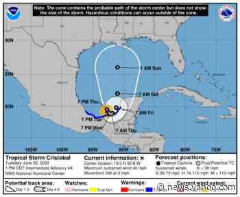 Tropical Storm Cristobal has formed in Gulf of Mexico and may approach US by weekend