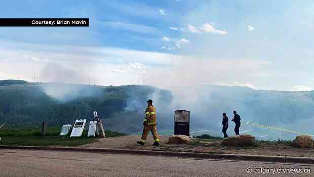 Grassfires burning in Nose Hill Park