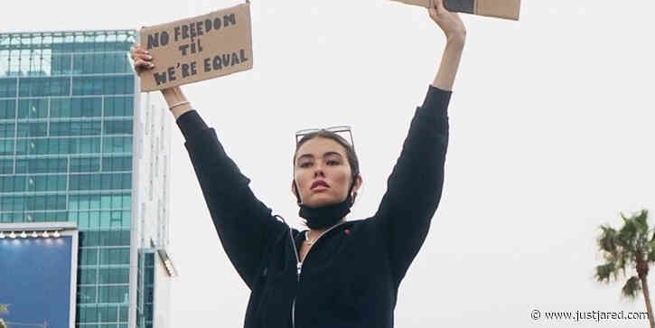 Madison Beer Holds Up Signs While Attending George Floyd Protests