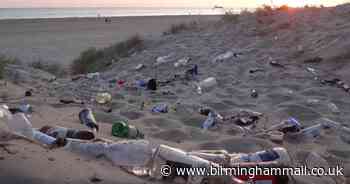 Locals rage as beach covered in litter after Brummies' day trips