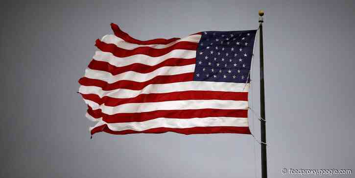 The world's largest free-flying American flag has been ripped in half after a thunderstorm