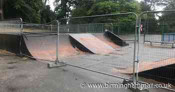 Mindless thugs scale huge fence to pour oil over skate park