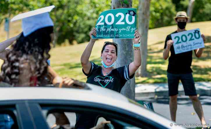 Aliso Niguel High School’s class of 2020 celebrates with cap-and-gown pickup parade