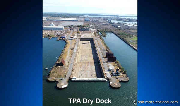 BAE Systems “Titan” Dry Dock Arriving At Shipyard At Sparrows Point