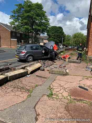 Bolton car crash completely destroys boundary wall of mosque - The Bolton News