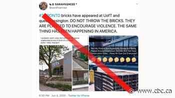 Online rumours claiming bricks left out for Toronto protests are misleading