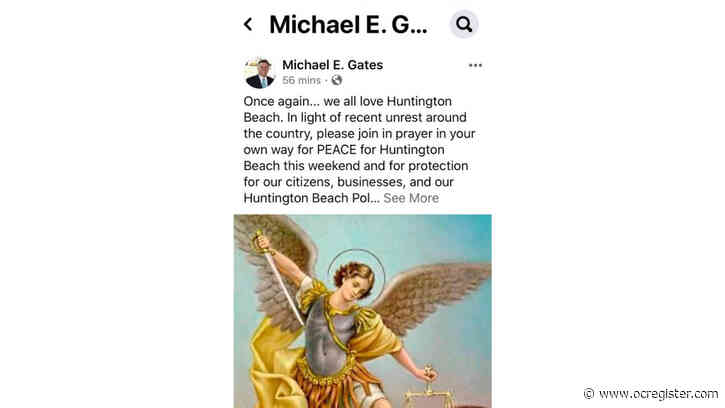 Huntington Beach city attorney draws criticism for choice of St. Michael image in Facebook post about protests