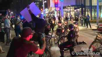 Late night protest stretches from downtown Edmonton to Old Strathcona