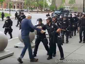 An entire 57-person Buffalo Police Department team resigned en masse to support fellow officers suspended for pushing a 75-year-old protester to the ground